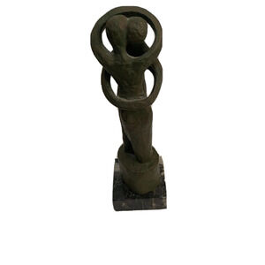 AMR Male & Female Sculpture Black Marble Base, 1960s MCM Alva Museum
